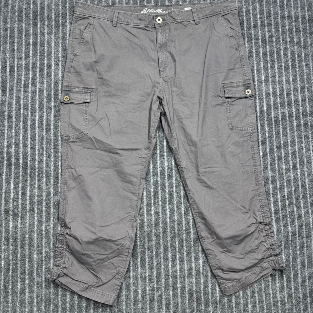 Eddie Bauer Women Adventurer Ripstop Crop Pants 20T Gray Cargo Outdoor T20 NWT